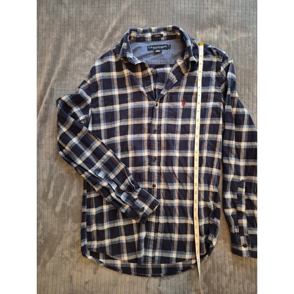 Ralph Lauren Mens Indigo Oxford Plaid Long Sleeve Button Down Shirt  Size Small